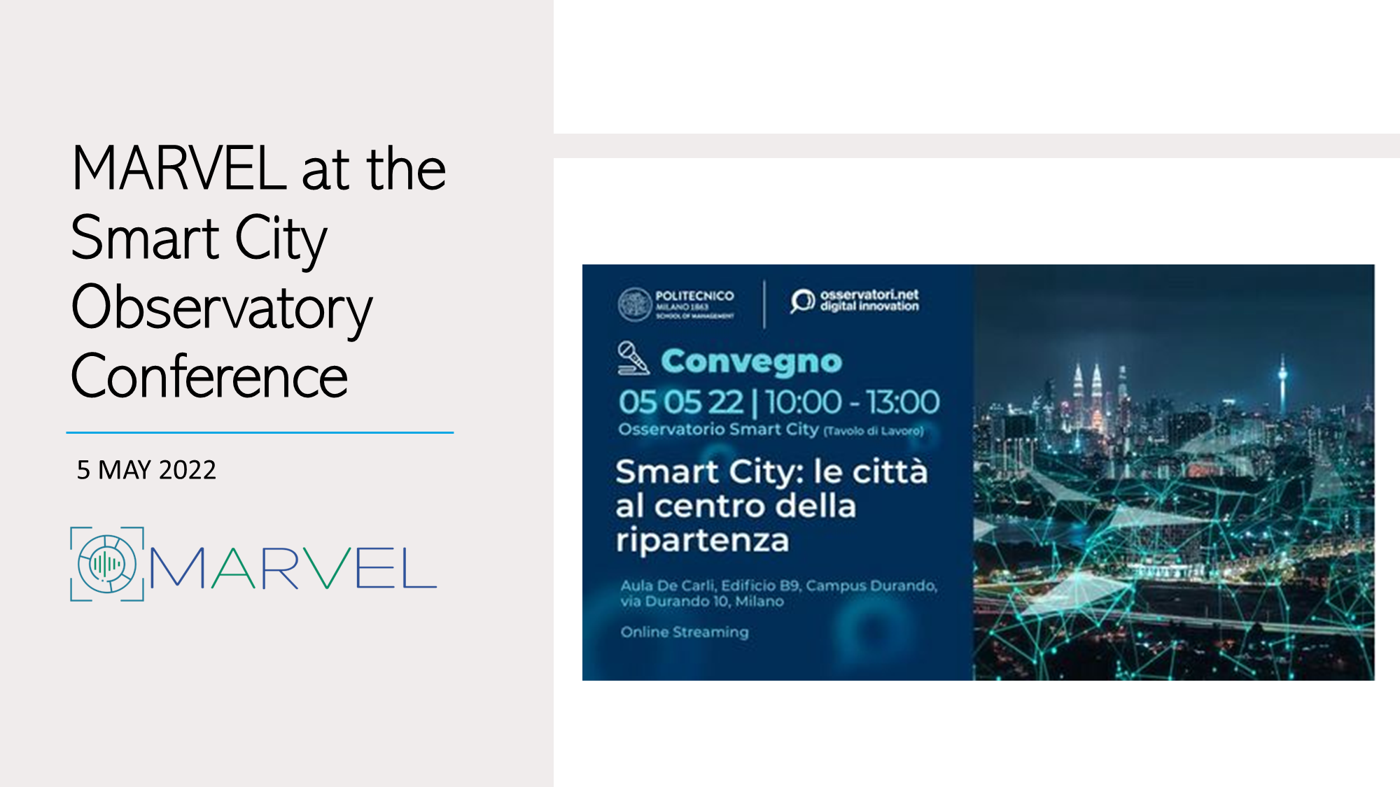 Read more about the article MARVEL at the Smart City Observatory Conference
